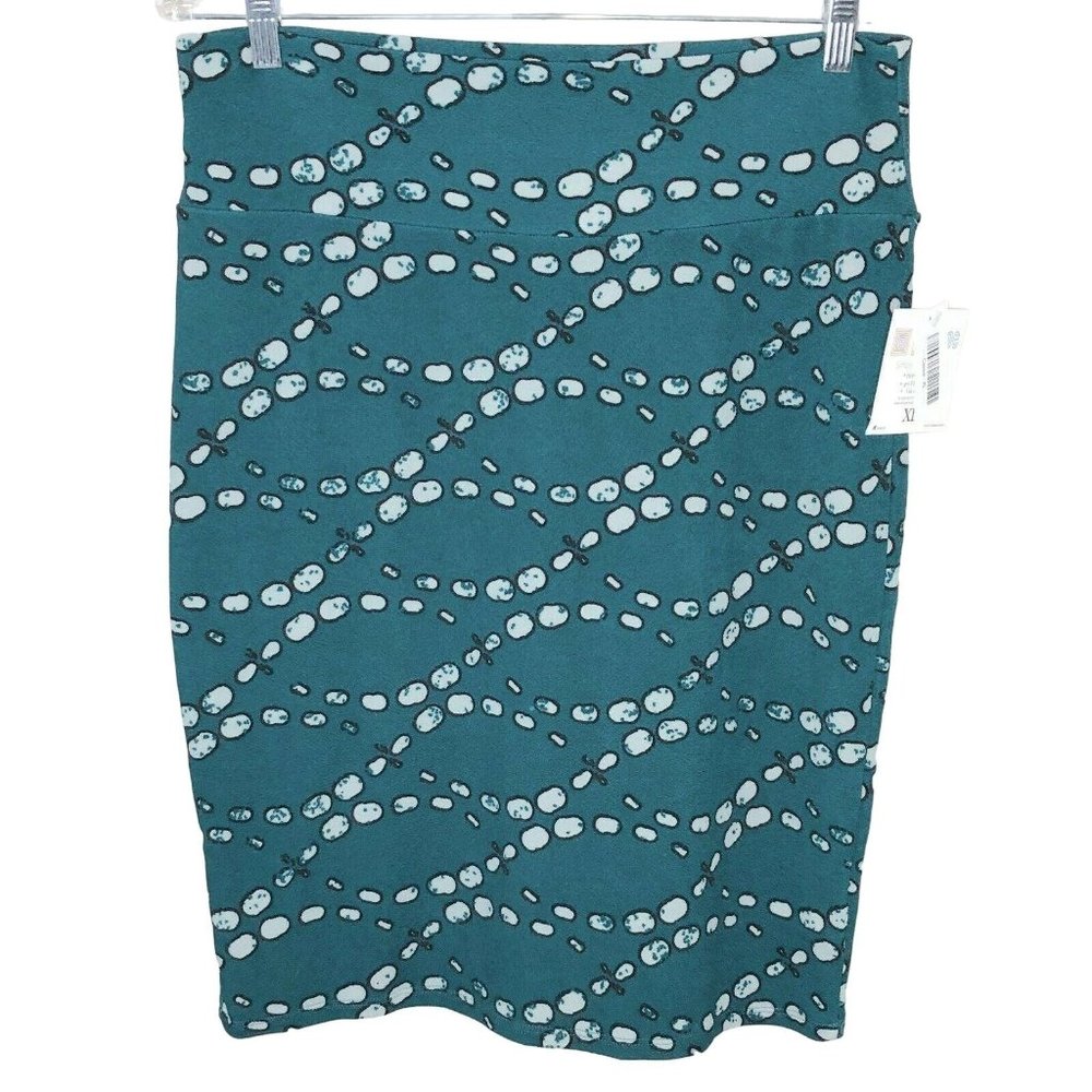 LuLaRoe Womens XL Cassie Pencil Skirt Green and White NWT